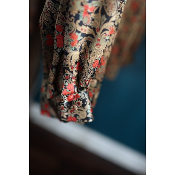 Vintage Leslie Fay printed floral Rose paisley banded collar Silk button up 18W - Picture 5 of 11